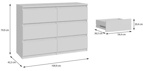 MAO fehér fiókos komód