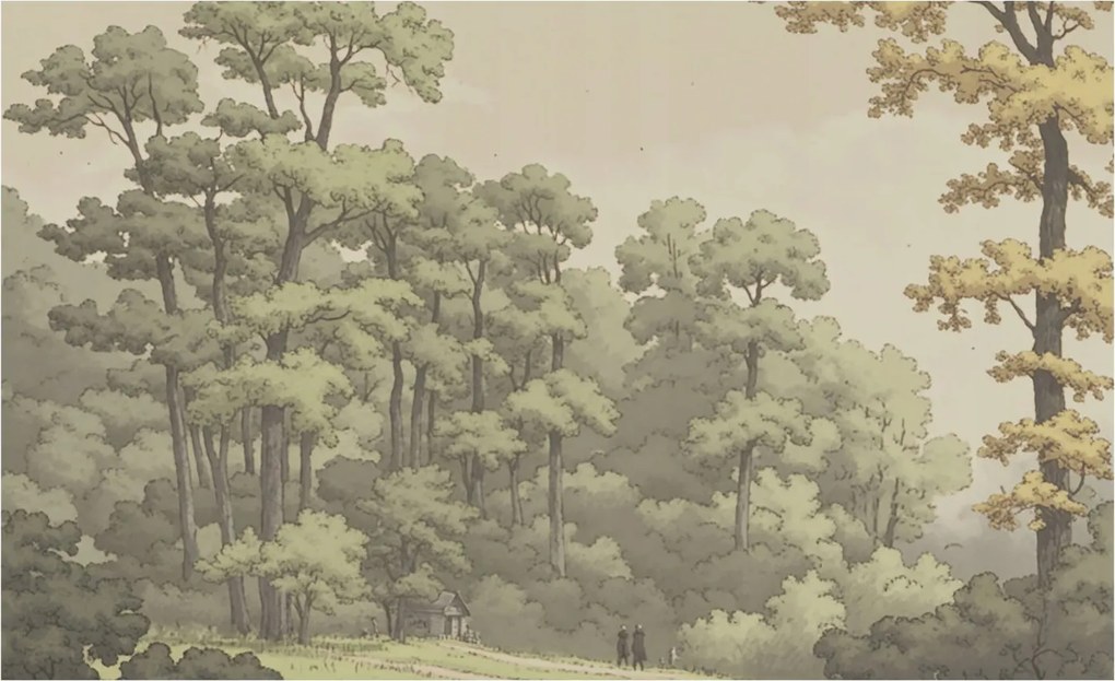 Flizelin tapéta Divatos 3D fali ragasztó Erdei idill 416x254 Ragasztó