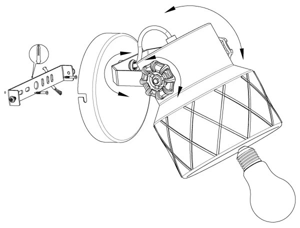 Eglo 39868 - HILCOTT fali lámpa 1xE27/40W/230V