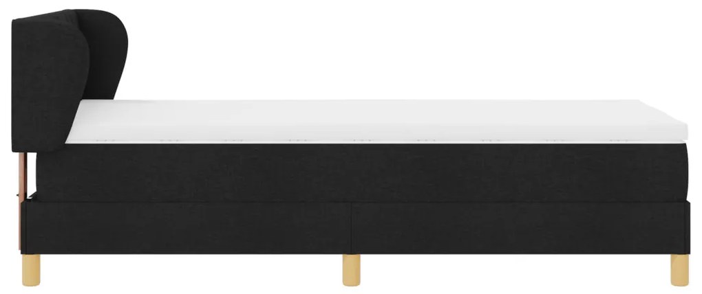Fekete Boxspring Ágy Matracal, 100x200 cm, Szövet