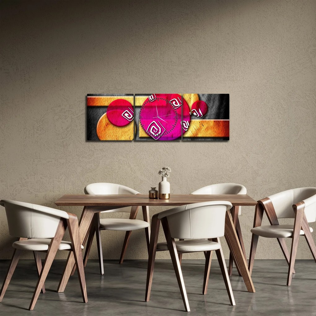 Absztrakt kép történelmi szimbólumokkal (órával) (90x30 cm)