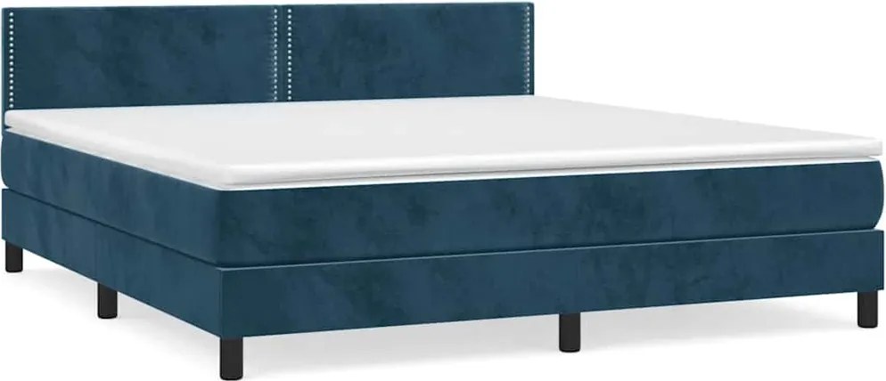 vidaXL sötétkék bársony rugós ágy matraccal 160x200 cm