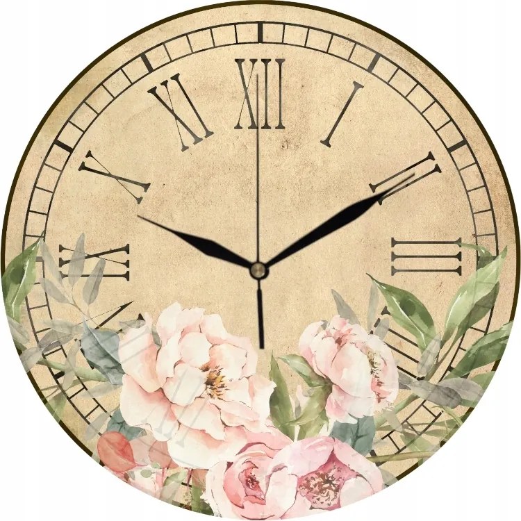 Falióra római számokkal, virágokkal 35 cm