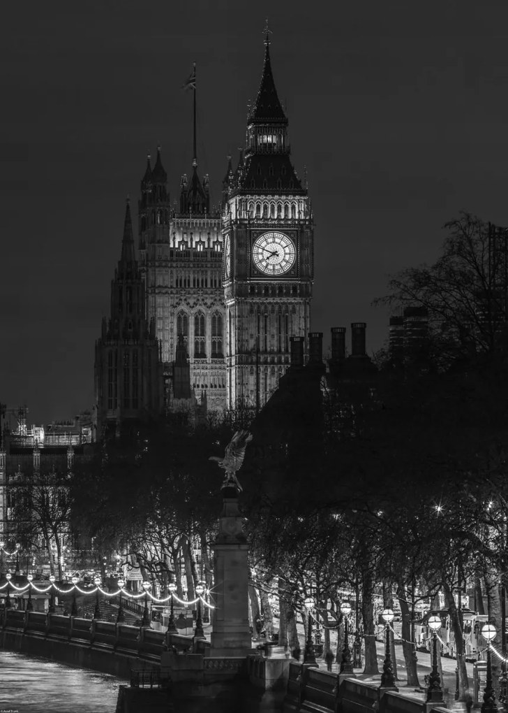 Poszter 50x70cm Esti kilátás a Big Ben 2-re, Assaf Frank