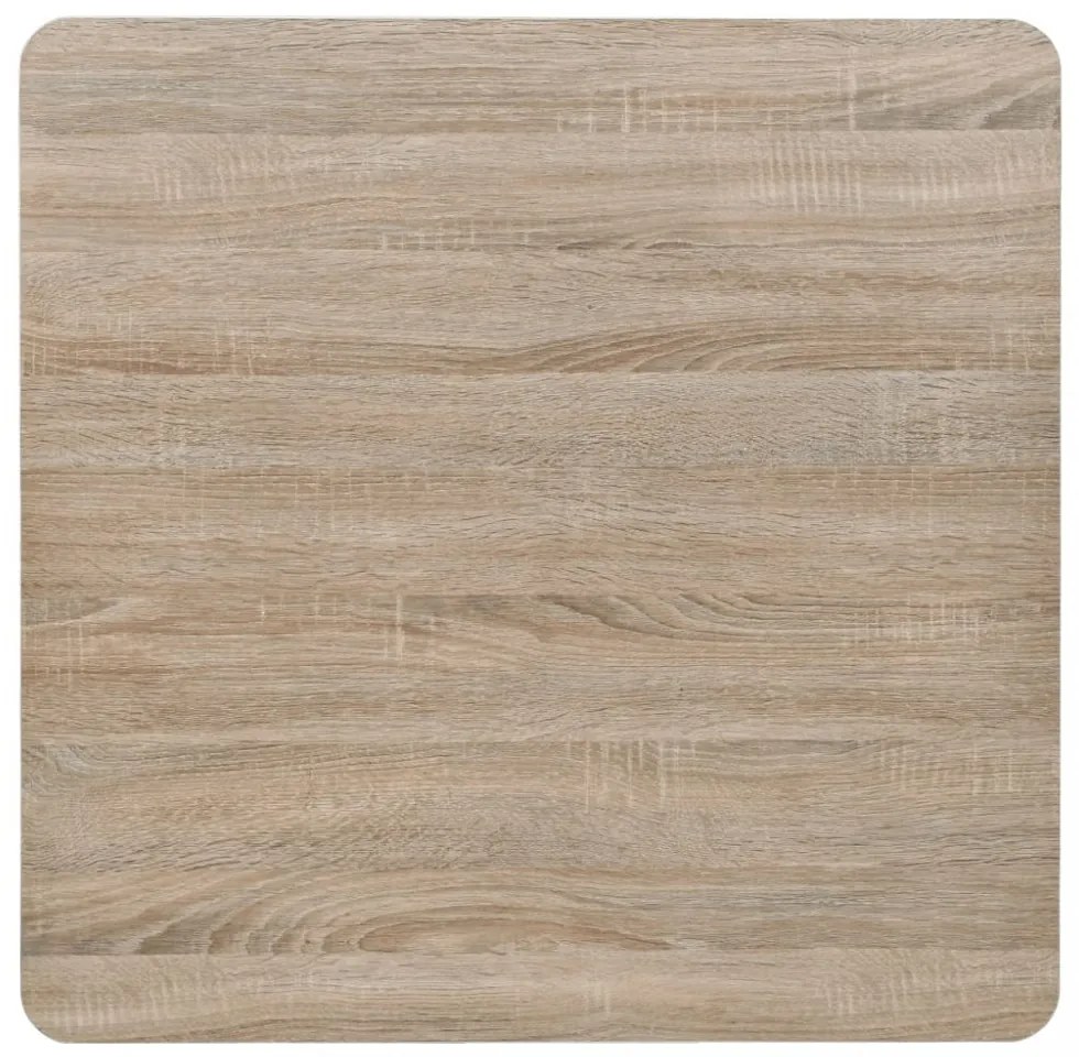 tölgyfa színű MDF/acél bisztró asztal 80 x 80 x 75 cm