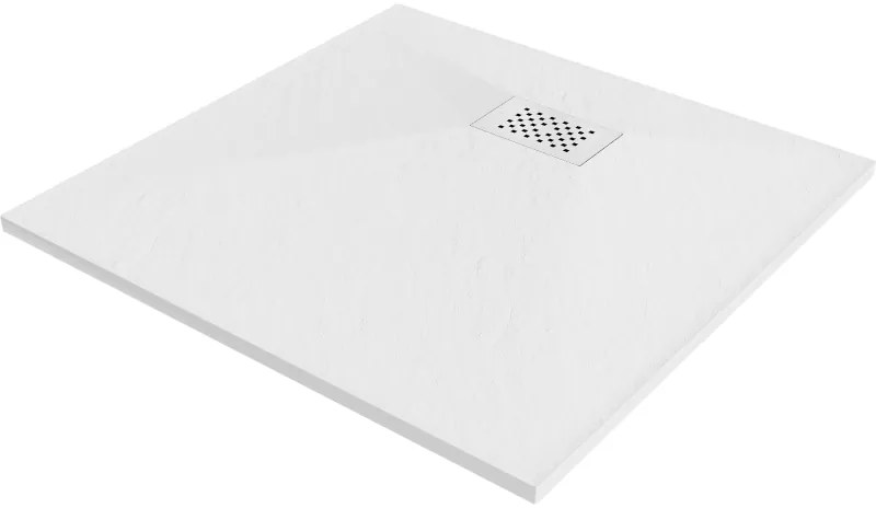 Mexen Hugo, SMC négyzet alakú zuhanytálca 70 x 70 cm, fehér, fehér takaró - 42107070-W
