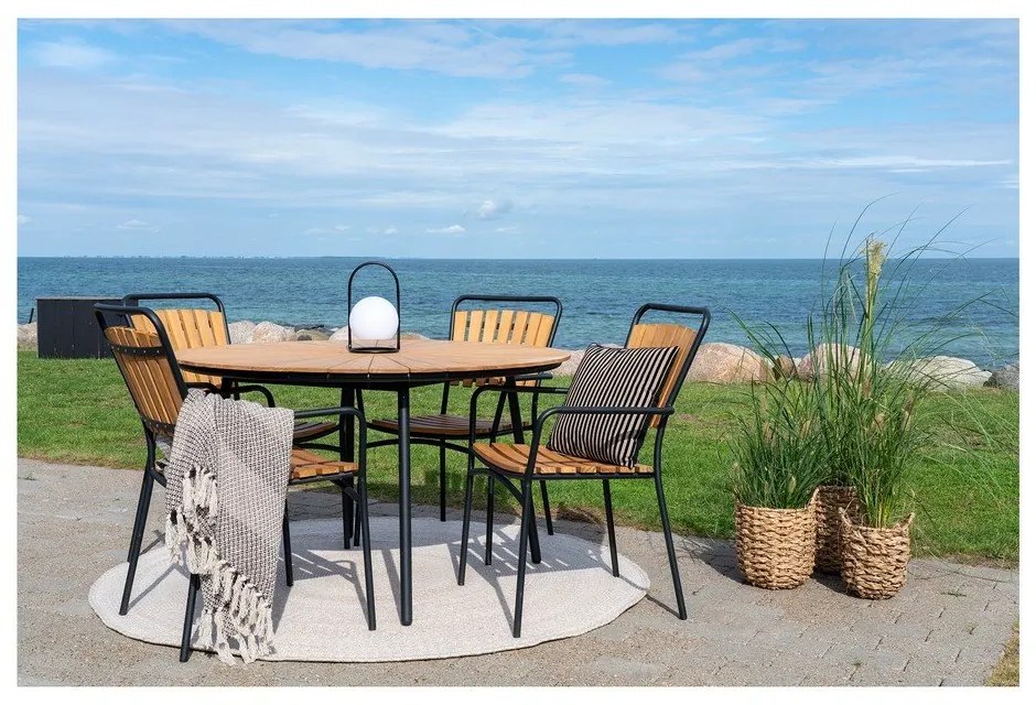 Natúr színű tömörfa-fém kerti szék szett 2 db-os Cleveland – House Nordic