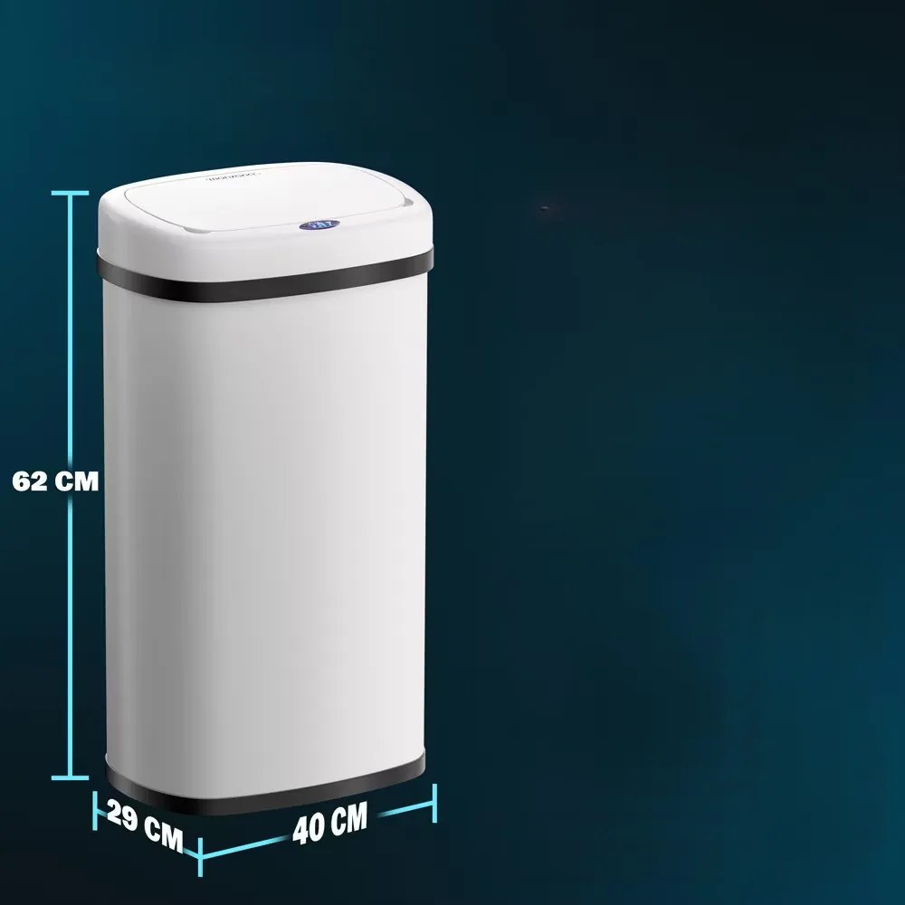 Deuba Érintésmentes szögletes szemetes konténer USB-vel 50 L - fehér
