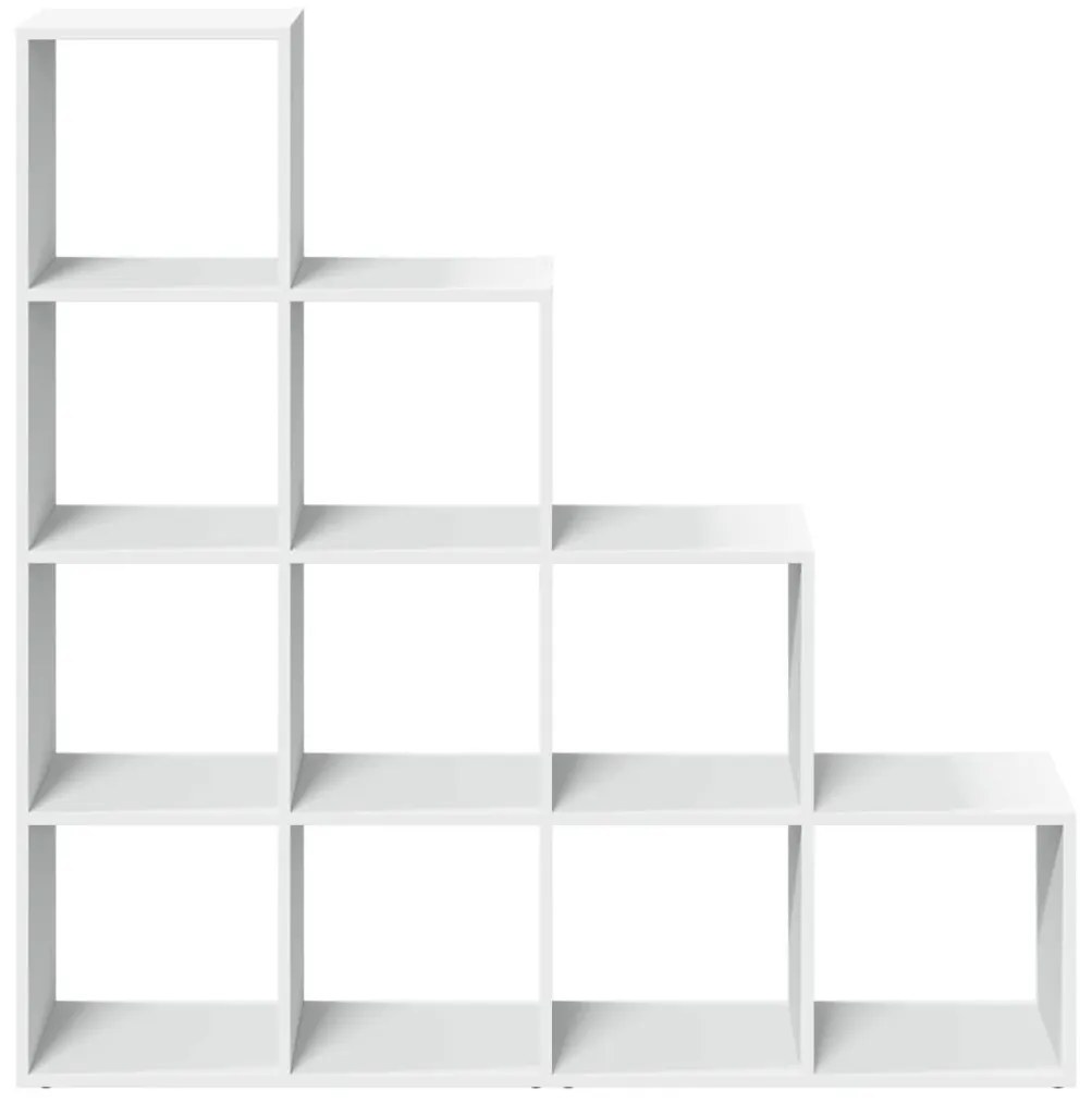 4 szintes fehér fa elválasztó könyvespolc 131,5 x 29 x 131,5 cm