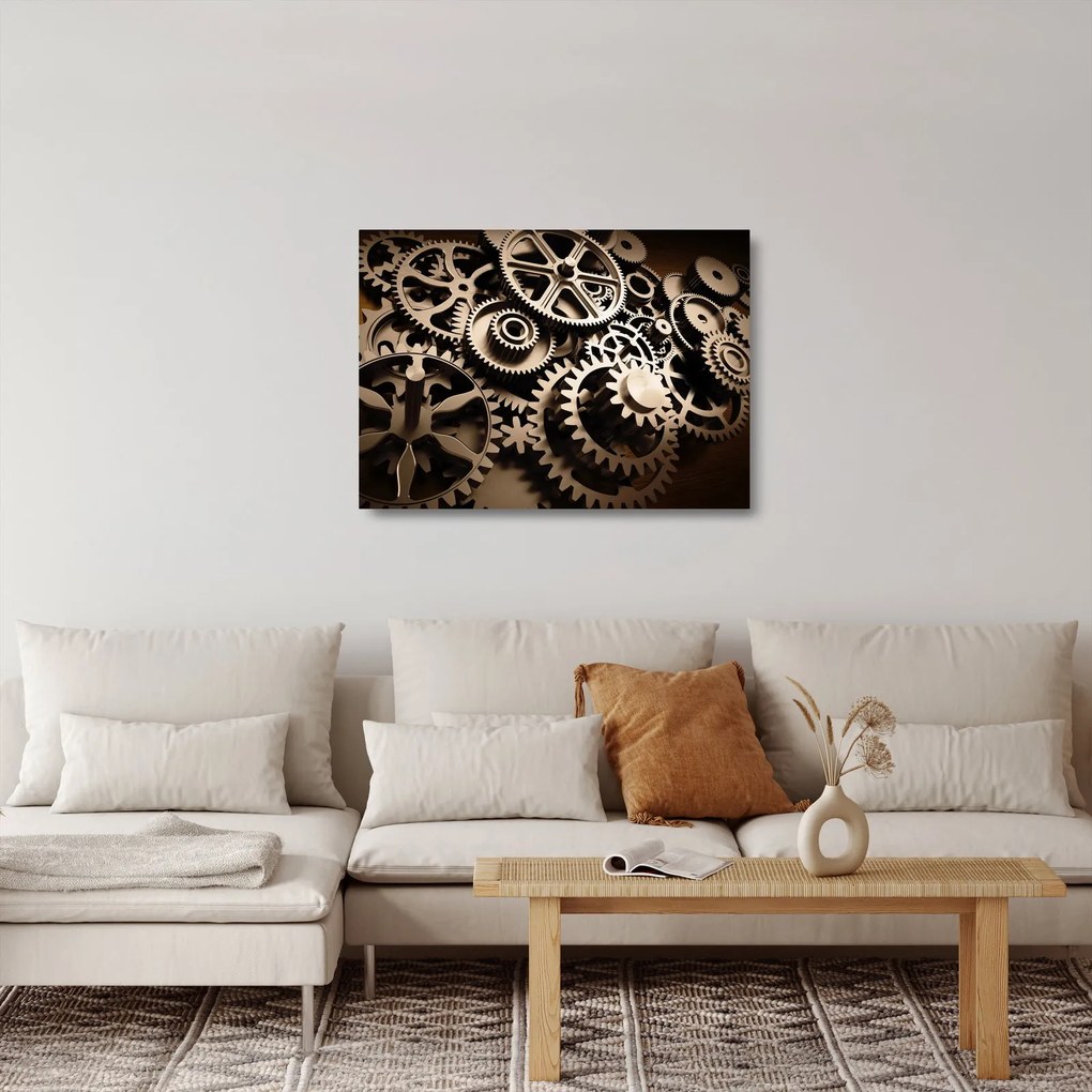Kép - Óra alkatrészek (üvegen) (70x50 cm)