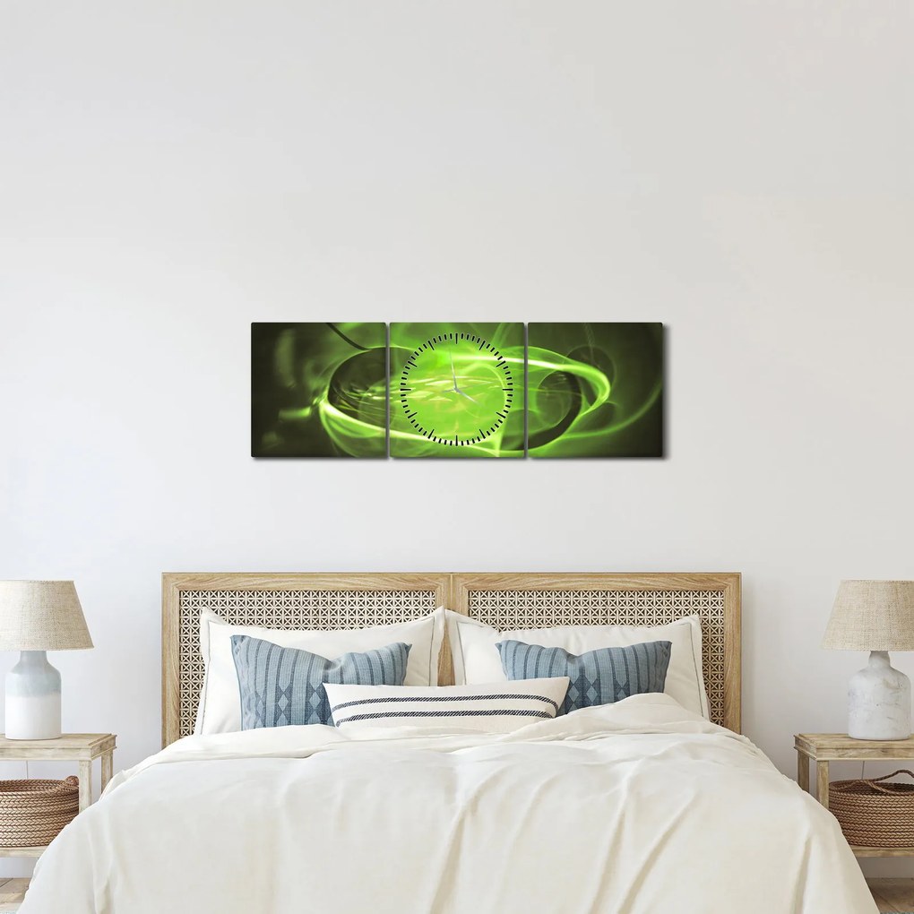 Modern absztrakt kép (órával) (90x30 cm)