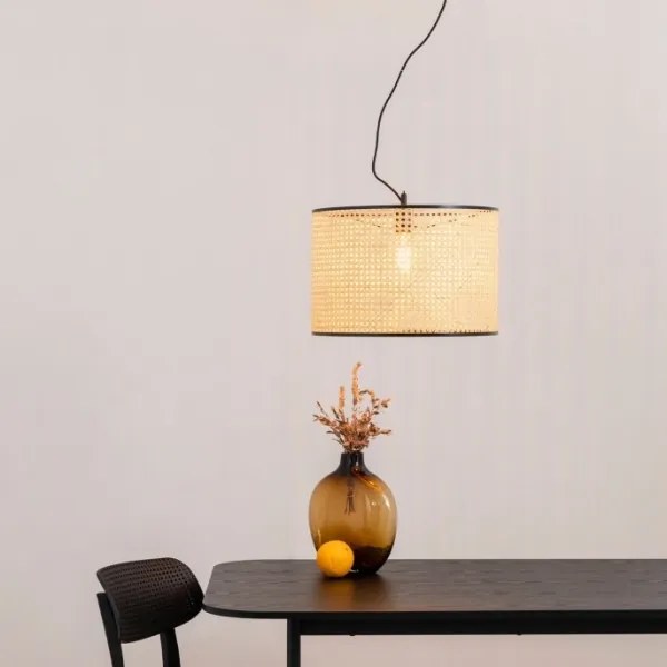 FARO 64314-48 - Csillár zsinóron MAMBO 1xE27/15W/230V rattan/fekete