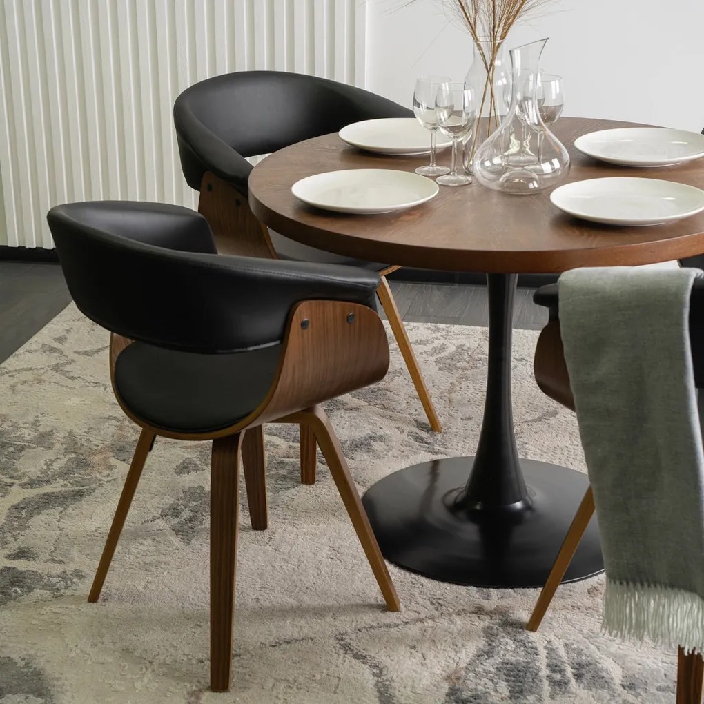 Ohio szék fekete színben, műbőr kárpittal, hajlított rétegelt lemez vázzal