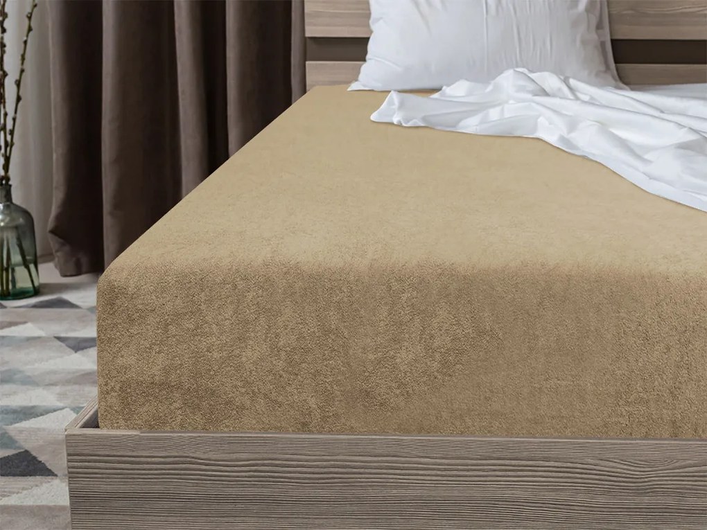 Frottír EXCLUSIVE bézs lepedő 200x220 cm
