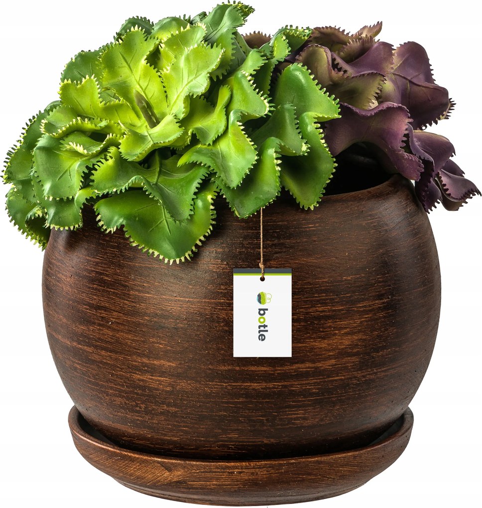 Kerámia kaspó Gömb 3 állvánnyal barna eco