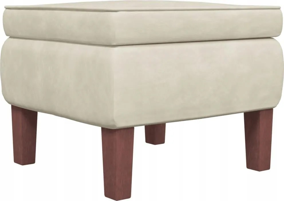 Lábtámasz fa lábakkal, krémszínű, bársony borítással