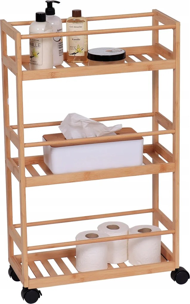 Mobil fürdőszobai polc 3 szint Naturis kerekekkel kozmetikai divatos