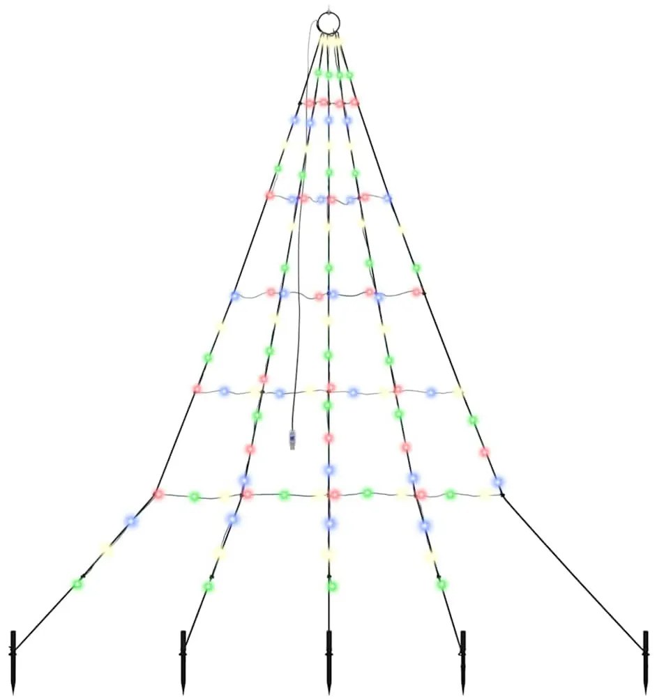LED Karácsonyfák talajráccsal 112 LED-del Sokszínű 180 cm Fém