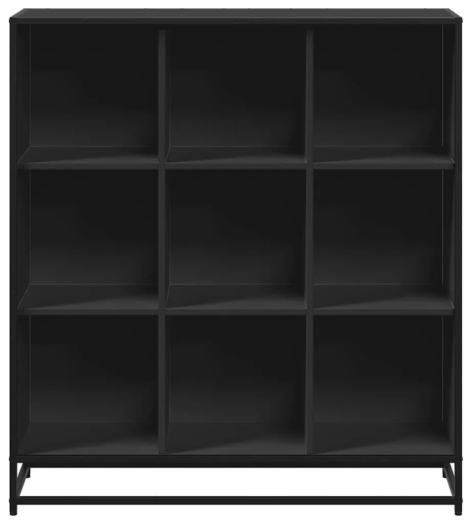 fekete szerelt fa és fém könyvszekrény 97,5 x 33 x 107,5 cm