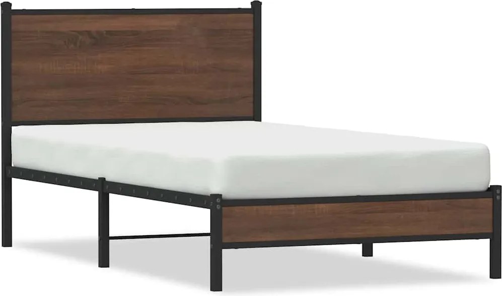 vidaXL barna tölgy színű fém ágykeret matrac nélkül 100 x 200 cm