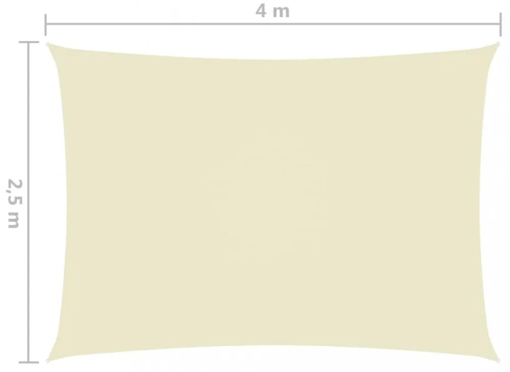 krémszínű téglalap alakú oxford-szövet napvitorla 2,5x4 m