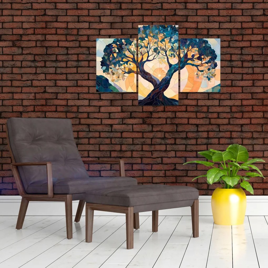 Kép – Mozaik – nap és fa II. (90x60 cm)