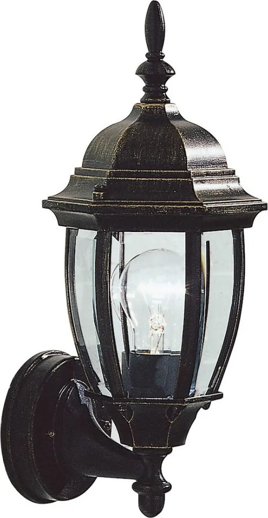 DAR LIGHTING HAM162235 HAMBRO Klasszikus Kültéri Fali Lámpa Fekete Arany, Átlátszó E27 IP43
