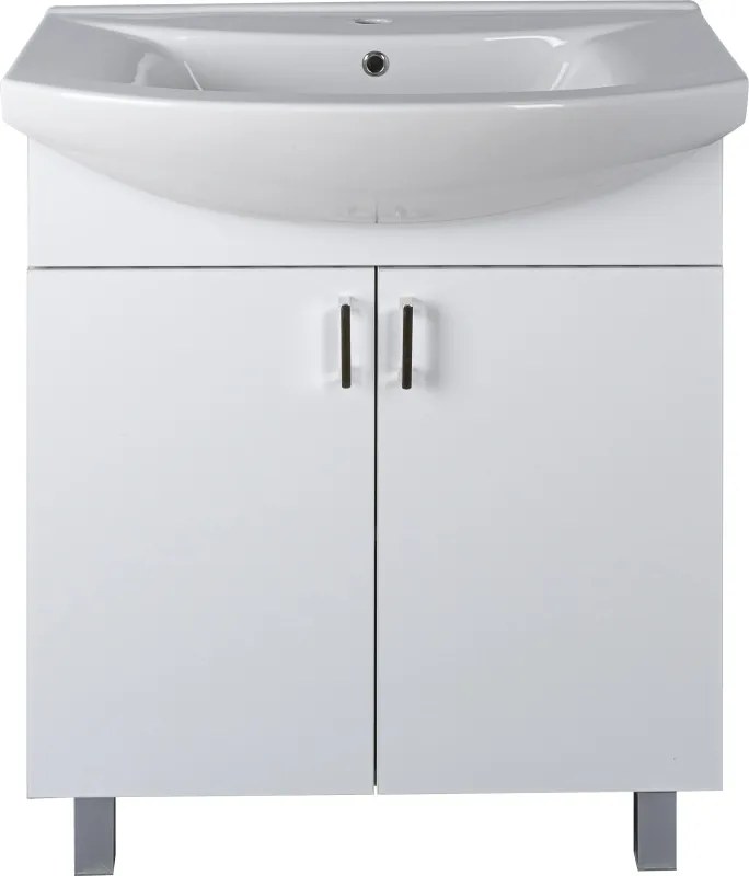 VivaStyle EKONOMIK 75 lábon álló 2 ajtós fürdőszobabútor Sanovit ZENON 6075 mosdóval 75 x 50 cm