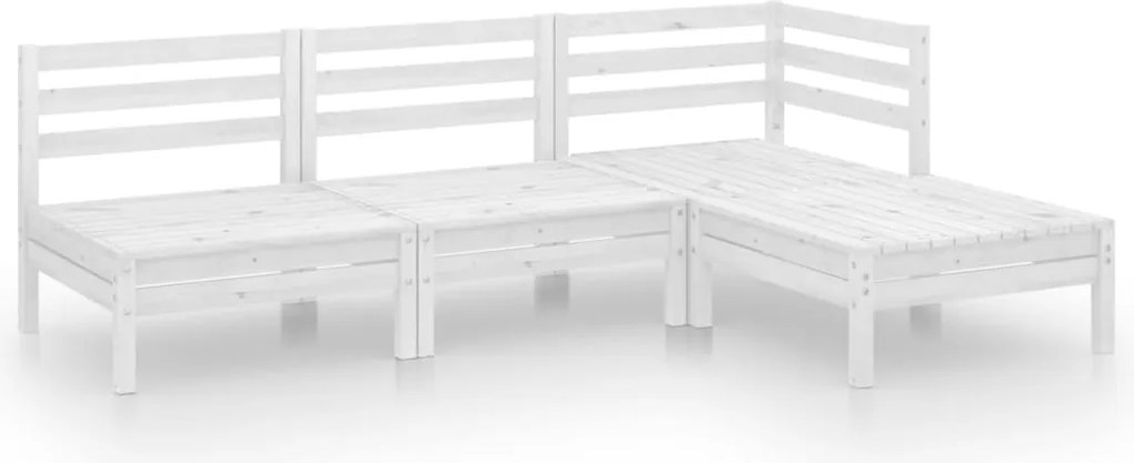 vidaXL 4 részes fehér tömör fenyőfa kerti ülőgarnitúra