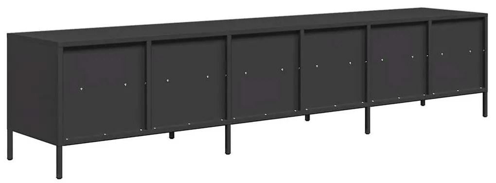 fekete hidegen hengerelt acél TV-szekrény 202 x 39 x 43,5 cm