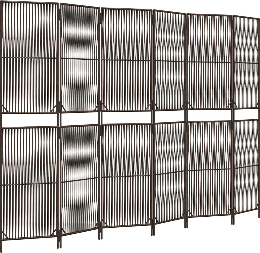 vidaXL barna 6-paneles polyrattan térelválasztó