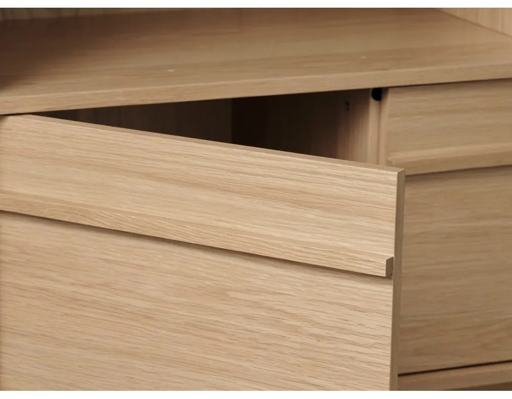 Natúr színű könyvespolc tölgyfa dekorral 140x90 cm Ponza – Unique Furniture