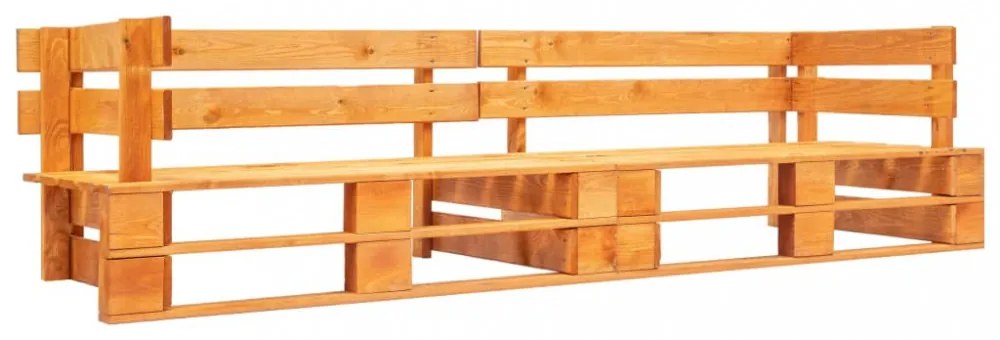 2 személyes mézbarna fa kerti raklapkanapé