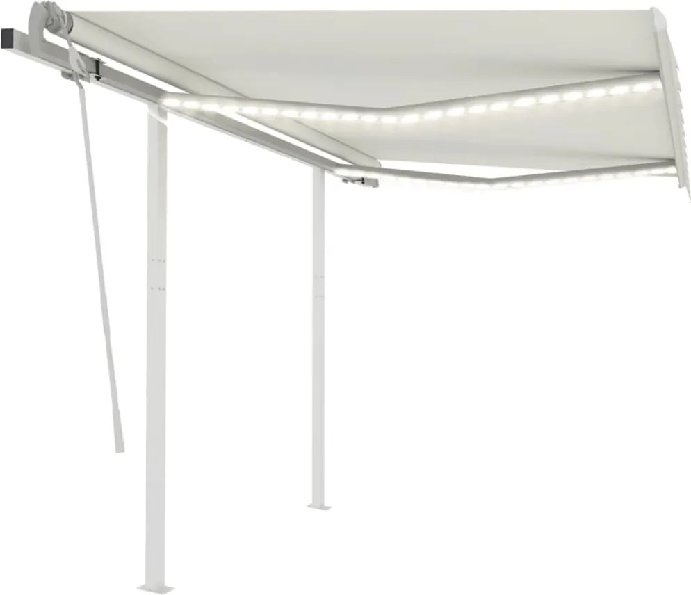 vidaXL krémszínű kézzel kihúzható LED-es napellenző 3,5 x 2,5 m