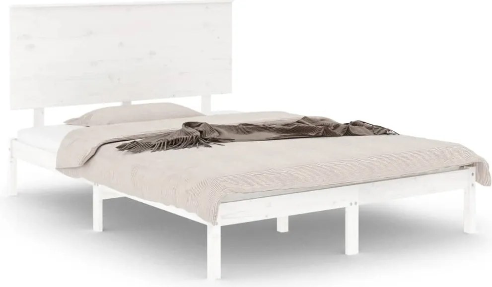 vidaXL fehér tömör fenyőfa ágy matrac nélkül 120 x 200 cm