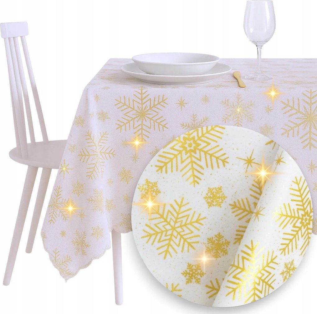 Abrosz Karácsonyi Arany Fehér Karácsonyi Hópehely 110x160 foltálló