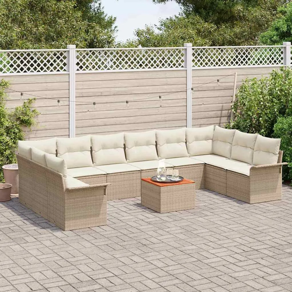 Kerti Kanapé Szett 11 pcs Beige és krém 55 x 55 x 37 cm