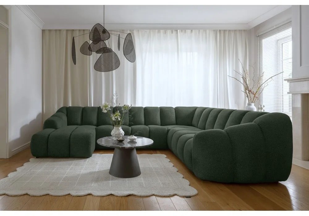 Sötétzöld sarokkanapé (jobb oldali-U alakú) Shell – Miuform