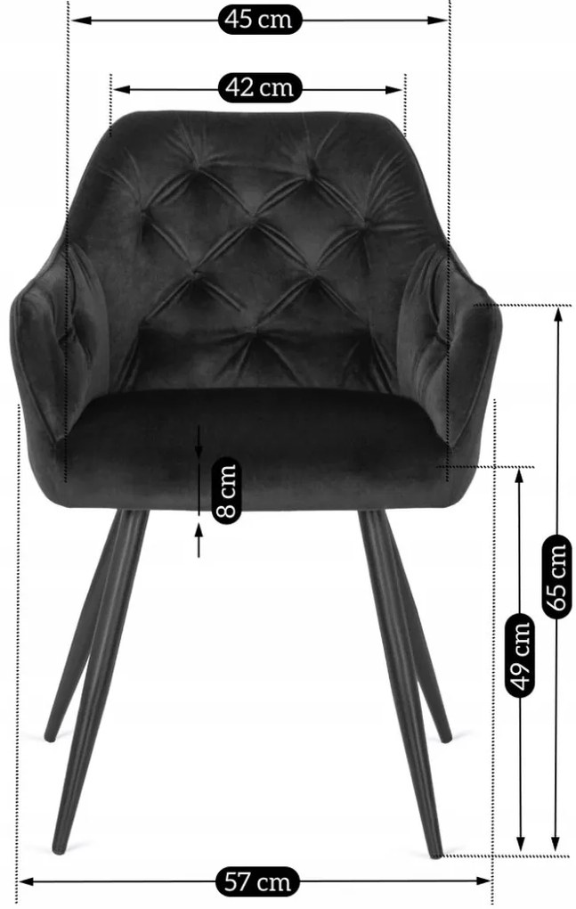 MEGAN Fekete Bársony Étkezőszék