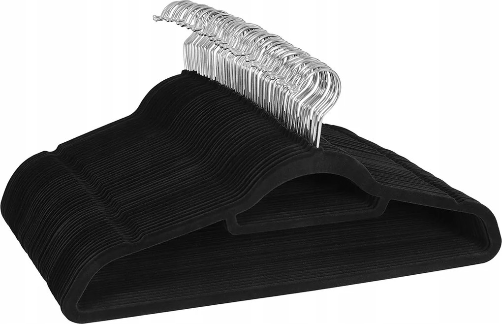 Bársony ruhaakasztó szett 20 db-os csúszásgátló akasztó fekete