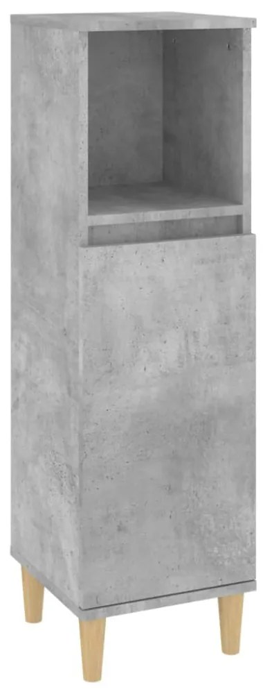 betonszürke szerelt fa fürdőszobaszekrény 30 x 30 x 100 cm