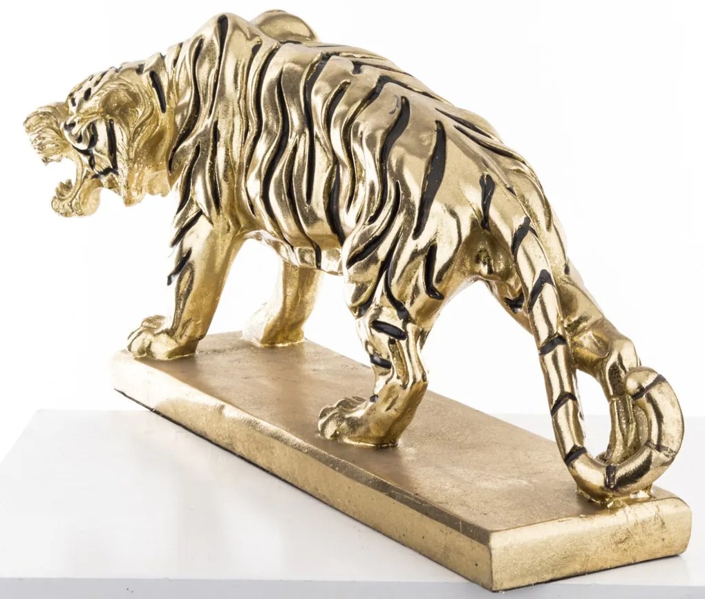 Tropical design nagy méretű arany-fekete tigris szobor otthon dekorációs figura 51x15x23,5cm
