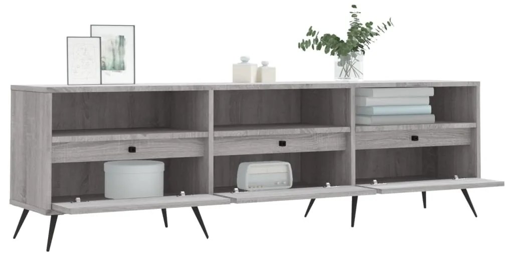 szürke sonoma színű szerelt fa TV-szekrény 150x30x44,5 cm