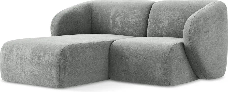 Szürke zsenília sarokkanapé (bal oldali-heverő résszel) Lani – Makamii