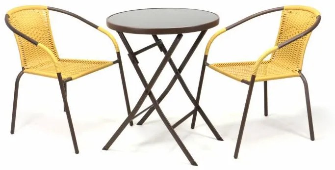 Kerti szett 2 székkel + asztal, bézs polyrattan BISTRO