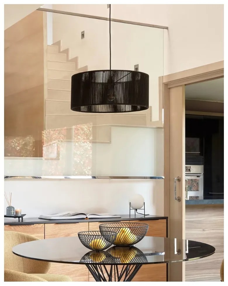 Fekete textil lámpabúra ø 47 cm Cantia – Kave Home