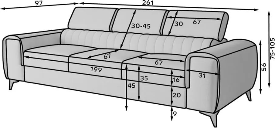 Világosszürke bársony kinyitható kanapé 261 cm Laurence – ELTAP