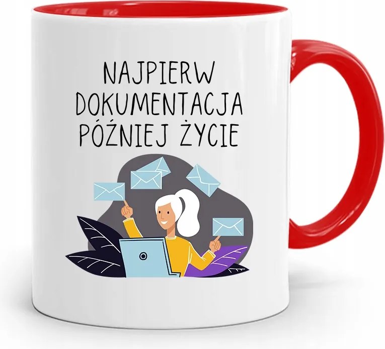 Piros Titkárnő Bögre Először Dokumentáció fényképes nyomtatással