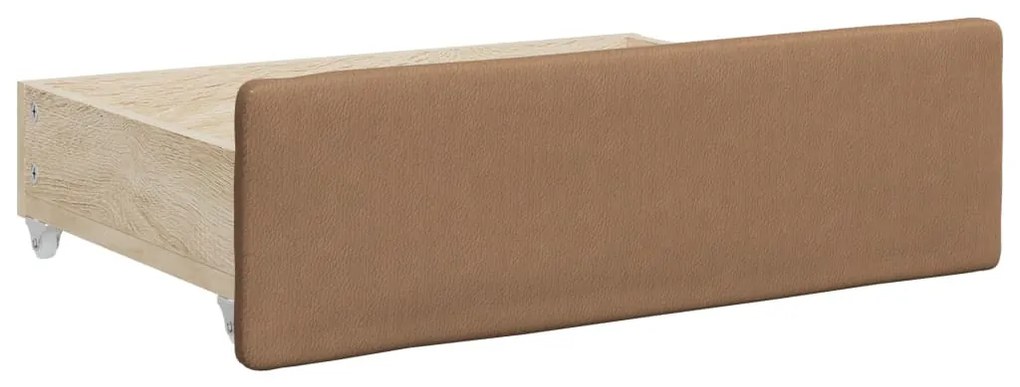 cappuccino színű kihúzható műbőr heverő fiókkal 90 x 200 cm