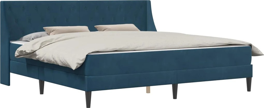 vidaXL Ágykeret matraccal Falra szerelhető 2 pcs Kék Bársony